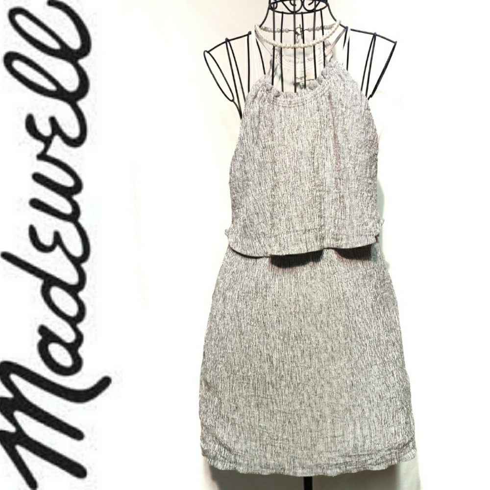 Madewell Dream Drift Overlay Dress Striped Crepe